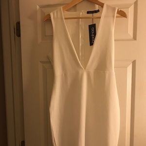White Fringe Boohoo Dress